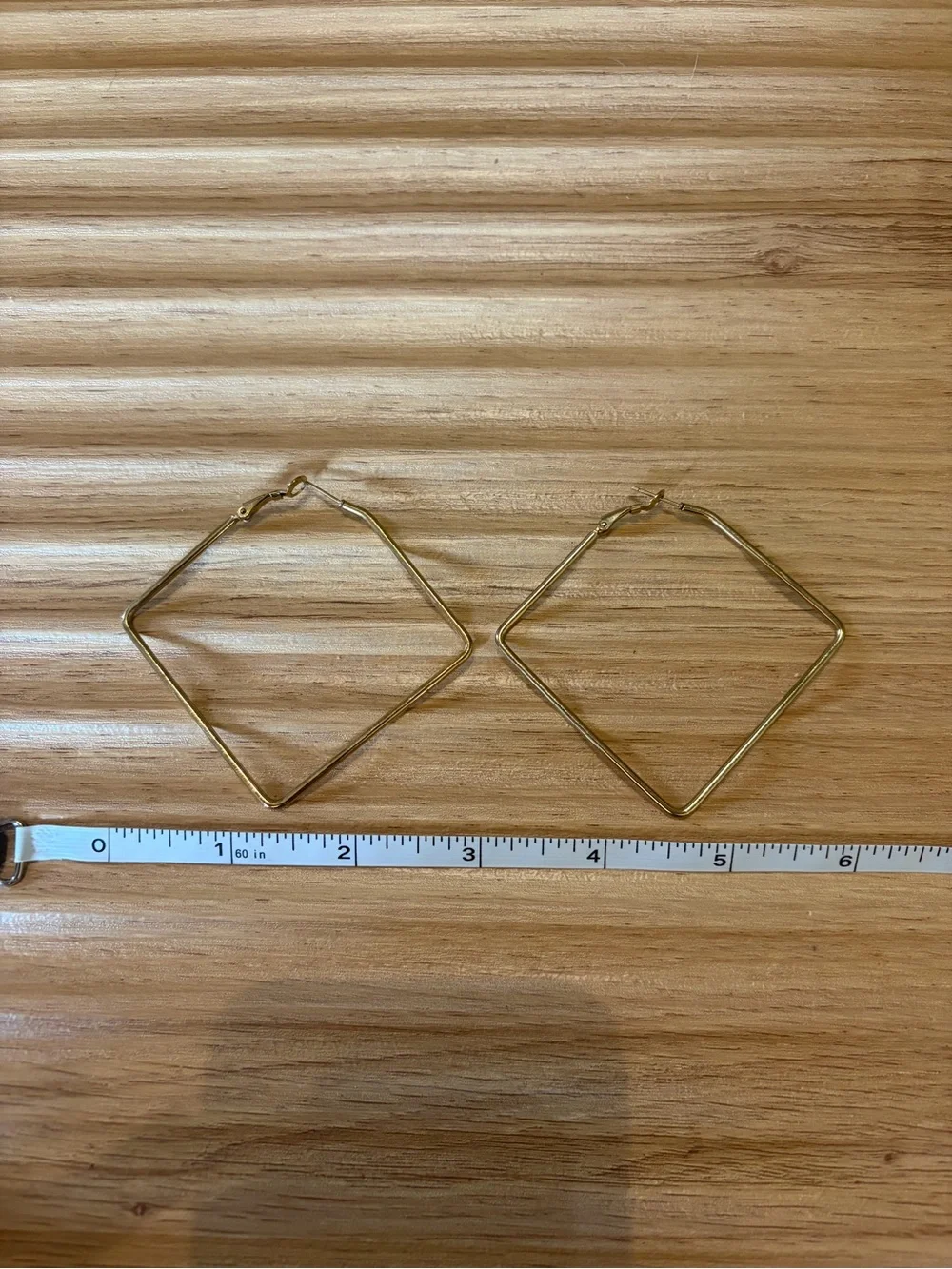 Geometric Square Hoop Earrings - Picture 2 of 2